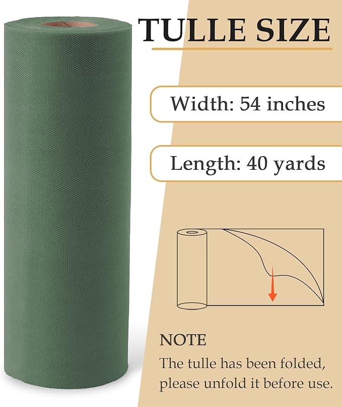Sage Green Tulle Fabric Roll - Image 2