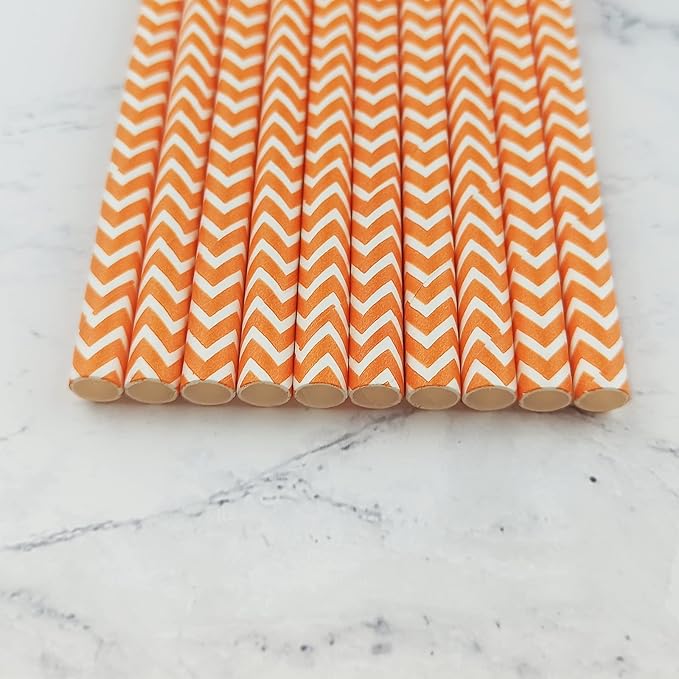 YAOSHENG Premium Disposable Waves Striped Drinking Paper Straws, Pack 100 - Image 6