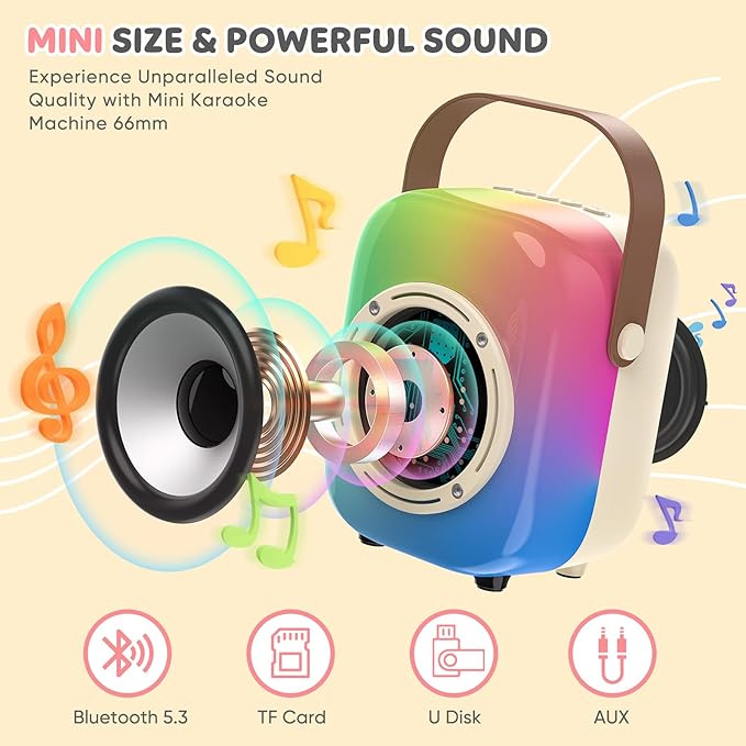 MOYU Mini Karaoke Machine for Kids: Portable Bluetooth Speaker Set - Image 2