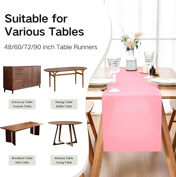 Farmhouse Pink Table Runner Dining Table Runners 72 Inches Long Coffee Table - Image 5