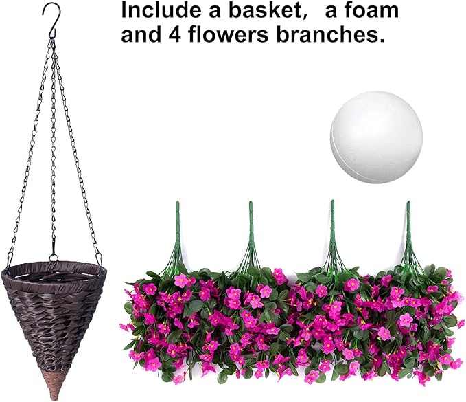 Artificial Fake Hanging Flowers Plants Baskets - Image 3