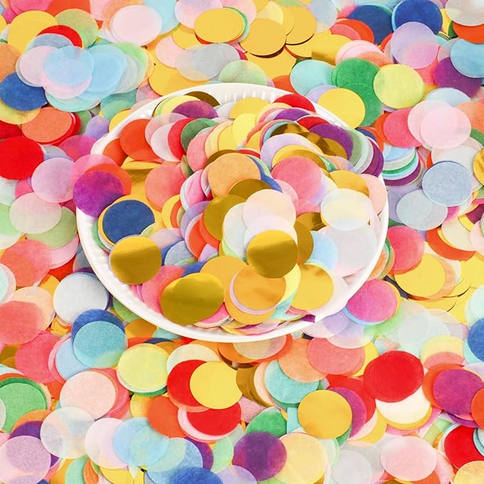 RYKOMO 20000 Pieces 1 Inch Round Tissue Paper Confetti, 7oz Multicolor Table - Image 3