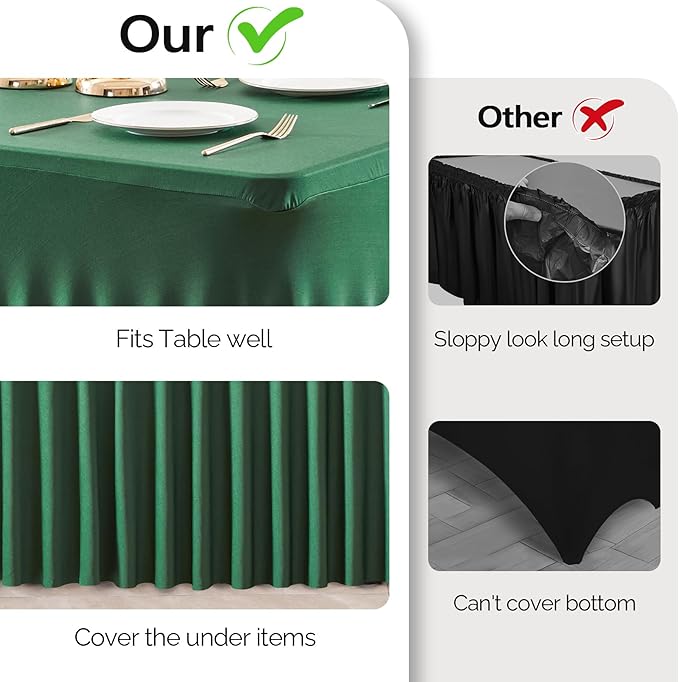 Wish Care 6 Pack Hunter Green Spandex Table Clothes - Image 7