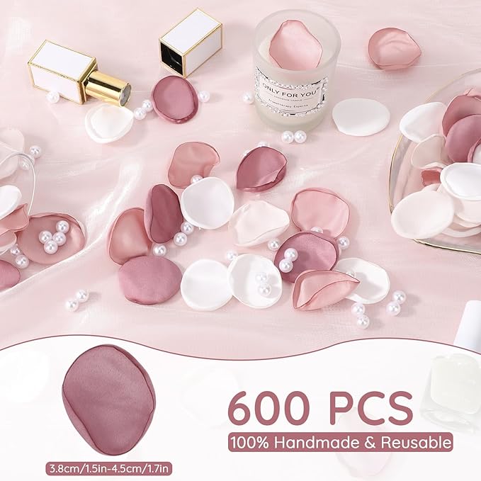 Suream 600 Pieces Silk Flowers Petals, Blush Pink Faux Flowers Petals - Image 2
