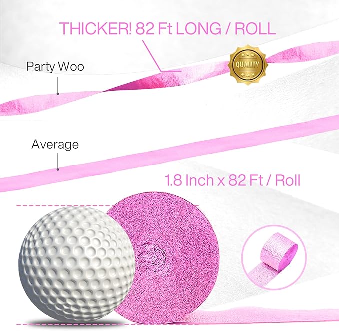 PartyWoo Crepe Paper Streamers 4 Rolls 328ft, Pack of Light Pink Crepe Paper - Image 3