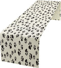 Dog Paws Table Runner, Cartoon Cute Black White Animal Footprints Abstract by Kurtect