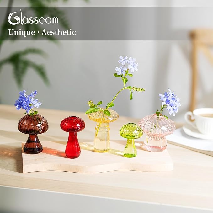 Glasseam Mushroom Planter Propagation Vase, Cute Hydroponic Small Planter - Image 7