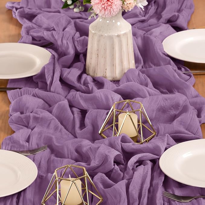 MLMW 6 Pack Fall Table Runner Purple Cheesecloth Boho Rustic Sheer Cheese Cloth - Image 5