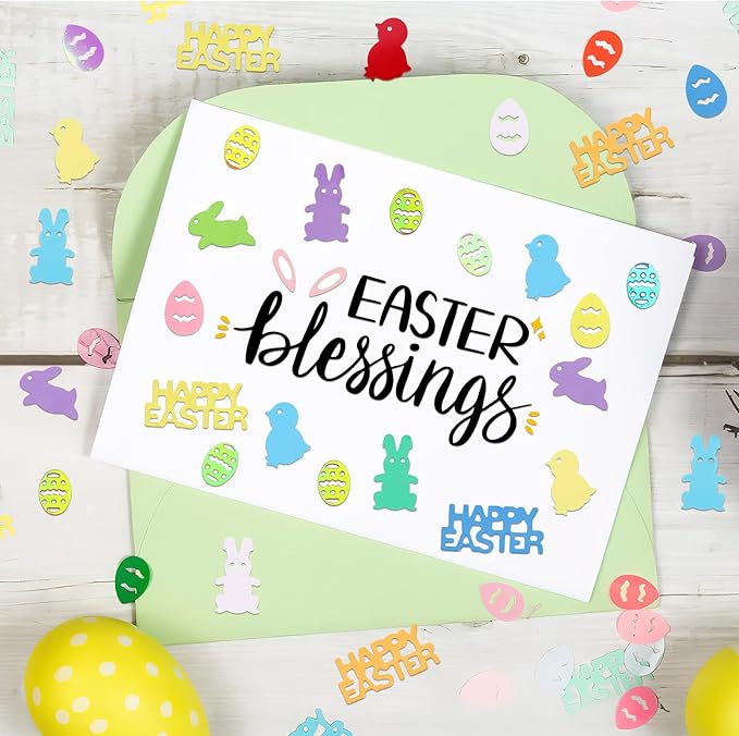 MARFOREVER Easter Confetti, Bunny Egg Rabbit Chicken Glitter Table Decorations - Image 3