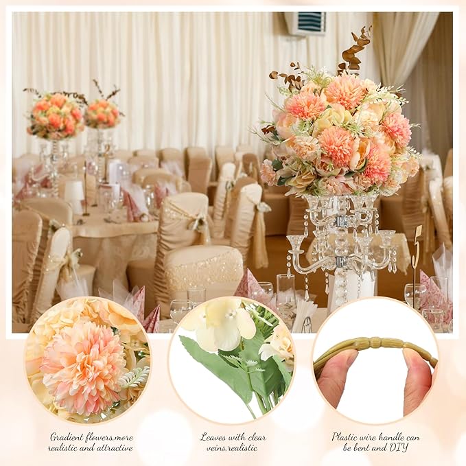 Tigeen Artificial Flowers Artificial Peonies Silk Flowers Faux Peony Fake Peony - Image 3