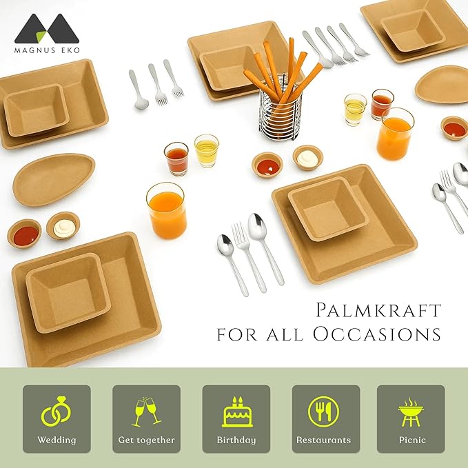 magnus EKO Kraftware | 6 Inch Square Plates 50 Pcs | Disposable Plates | Like - Image 6