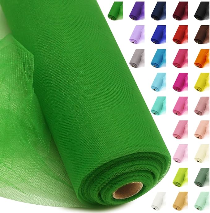 54" by 20 Yards Green Tulle Fabric Rolls by AblemeDeco