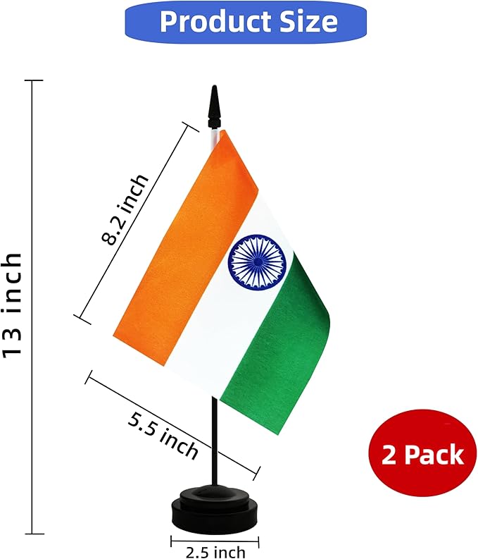 2 Pack India Desk Flag, Indian Table Office Flag - Image 2