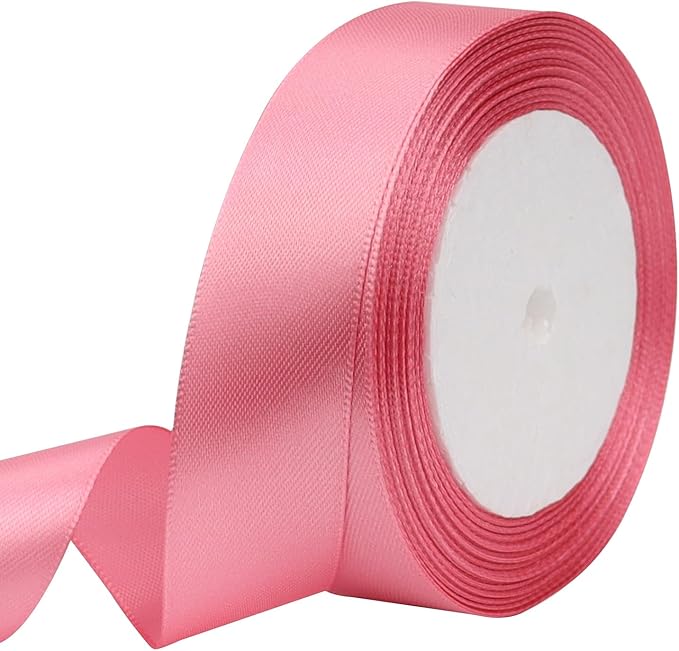 Rose Gold Solid Satin Ribbon 1 Inch 25 Yards Solid Polyester Fabric Ribbon by Riunbb