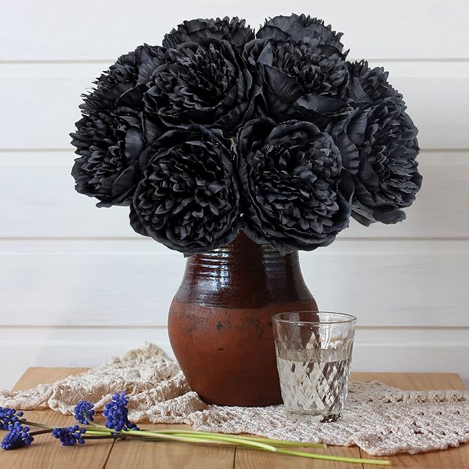 U'Artlines 10 Heads Artificial Peony Silk Flower Leaf Home Office Wedding Party - Image 6