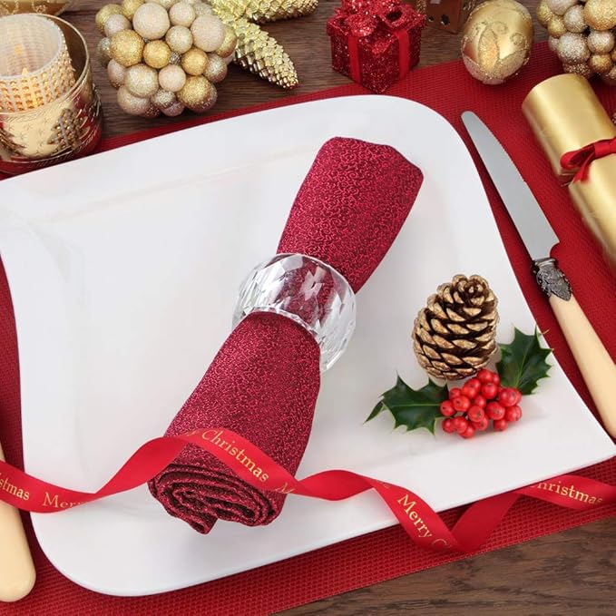 MDLUU 4 Pcs Crystal Napkin Rings, 2.3" Diameter Serviette Buckles, Thanksgiving - Image 5