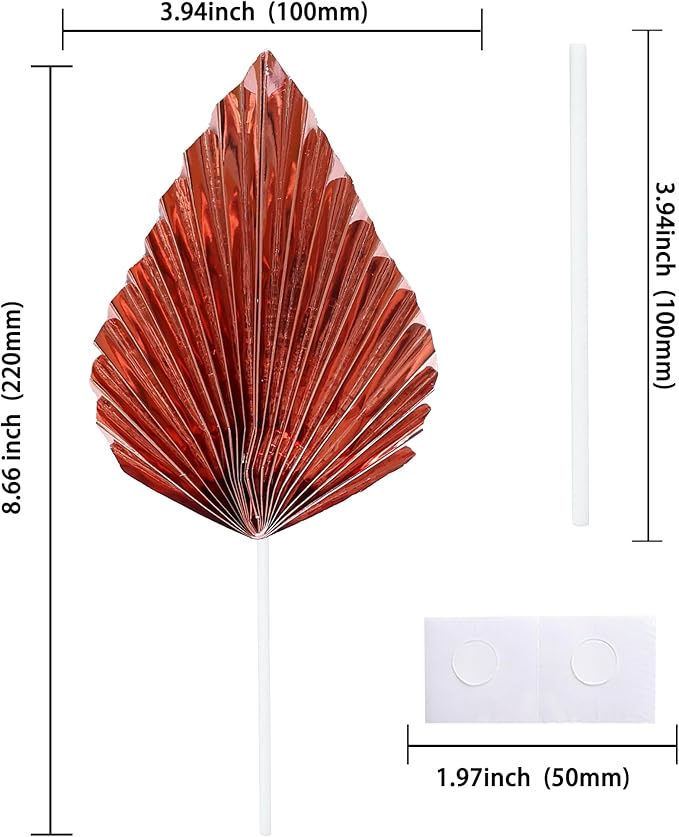 Gyufise 6Pcs Paper Palm Fan Cake Toppers Palm Spear Leaves Fan Cupcake Toppers - Image 2