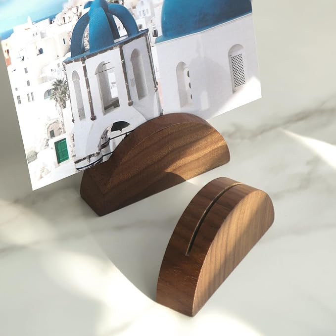 UNIQOOO 10 Set 2" Arch Walnut Wood Stand - Image 7