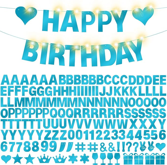 175Pcs DIY Glitter Customizable Banner Kit Happy Birthday Custom Letters Banner by WELITTCON