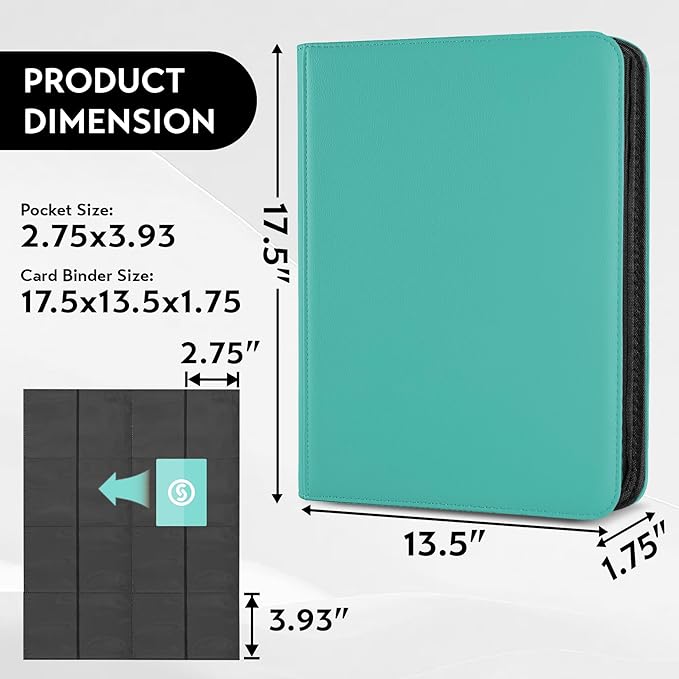 1000+ Pockets Trading Card Binder, Premium 16 Pocket Card Binder, Ringless Side - Image 3
