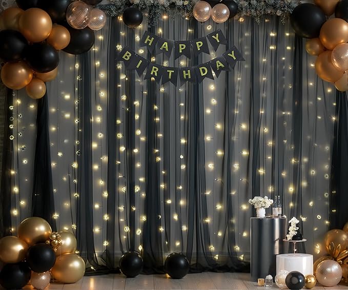 Black Sheer Backdrop Curtains - Image 2