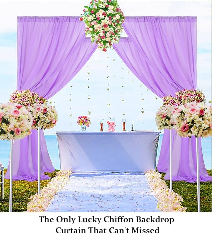DUOBAO Lavender Wedding Backdrop Curtain Panels Photography Backdrops Drape - Image 2