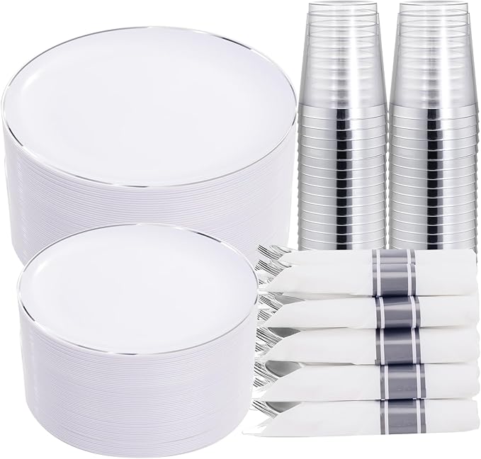 KIRE 350 PCS Plastic Dinnerware Set by KIRE