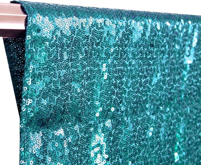 10Ft x 10Ft Teal Sequin Backdrop Curtain, Glitter Thick Not See Through Satin - Image 7