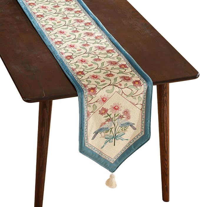 patdrea Designer French Elegant Wild Flowers Velvet Table Runner 71 Inch Long by Welcometopatdrea