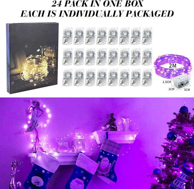 ZGWJ 24 Pack Fairy Lights Battery Operated, 7ft 20 Mini LED Fairy String Lights - Image 7