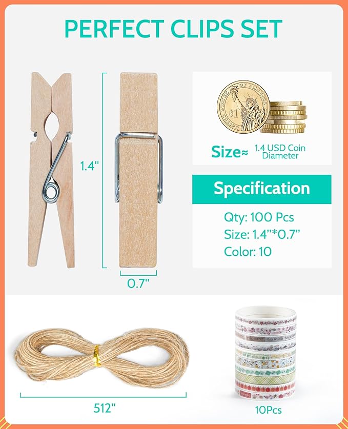 Mini Clothespins, Sopito 100 Pcs 1.4'' Strong Wooden Mini Clips - Image 7