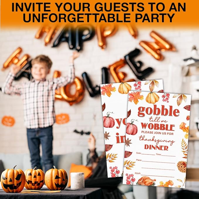 Thanksgiving Party Invitations Fall Pumpkins Turkey Friendsgiving Thanksgiving - Image 6
