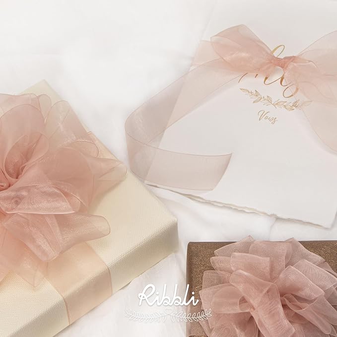 Ribbli Sweet Nectar Pink Organza Ribbon, 1/2 Inches x Continuous 50 Yard - Image 3