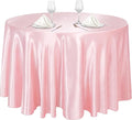 Ruisita 120 Inches Round Satin Tablecloths Light Pink Overlay Round Satin Table by Ruisita