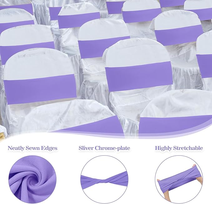 Kinlop 50 Pcs Spandex Chair Sashes Bows Chair Bands Slider Sashes - Image 3