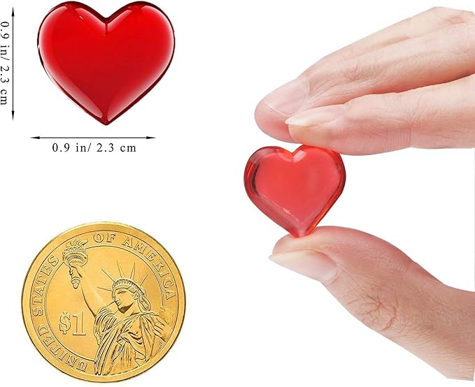 220 Pieces Red Acrylic Heart Flat Back Heart Gems - Image 2