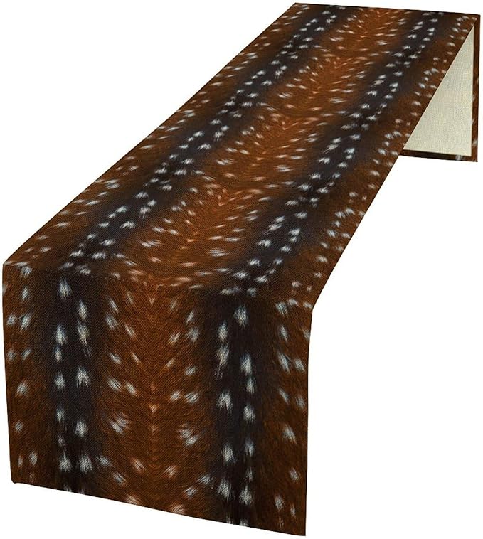 Deer Skin Table Runner Brown Fur Runner Black White Elk Deer Print Fur Western by ShiTingYu