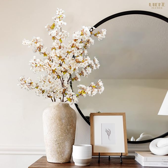 Uieke Silk Cherry Blossom Branches, 39.3in Artificial Cherry Blossom Tree Stems - Image 8
