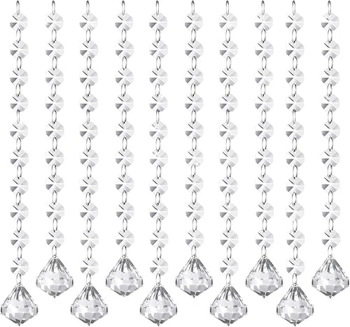 10 PCS Crystal Garland Strands, 33ft Hanging Crystal Strings by Tisspoms