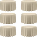 BRILLMAX 6 Pack Beige Round Tablecloths 120 Inch by BRILLMAX