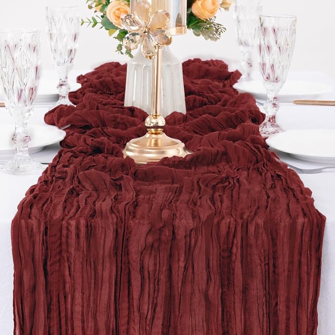 MLMW 6 Pack Christmas Table Runner Cheesecloth Burgundy Boho Cheese Cloth 160 - Image 6