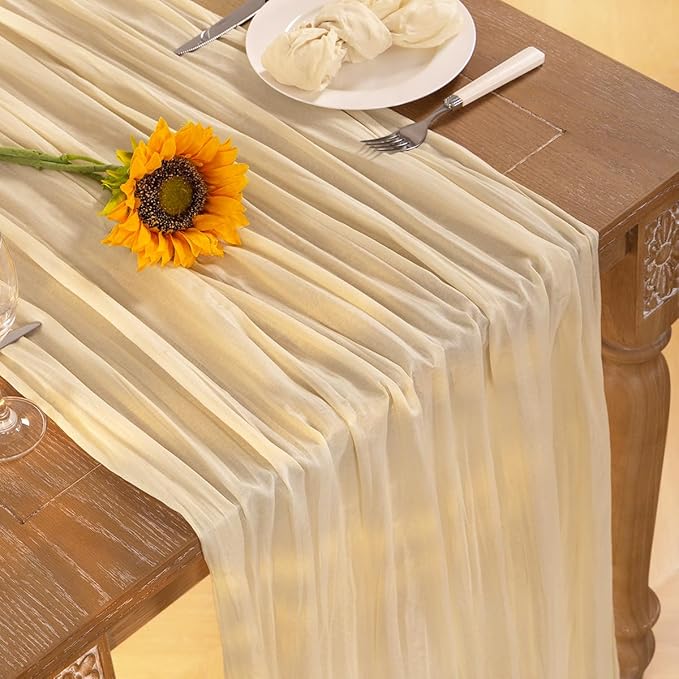 Beige Cheesecloth Table Runner 10 Pack Fall Table Runners 120 Inches Boho Gauze - Image 5