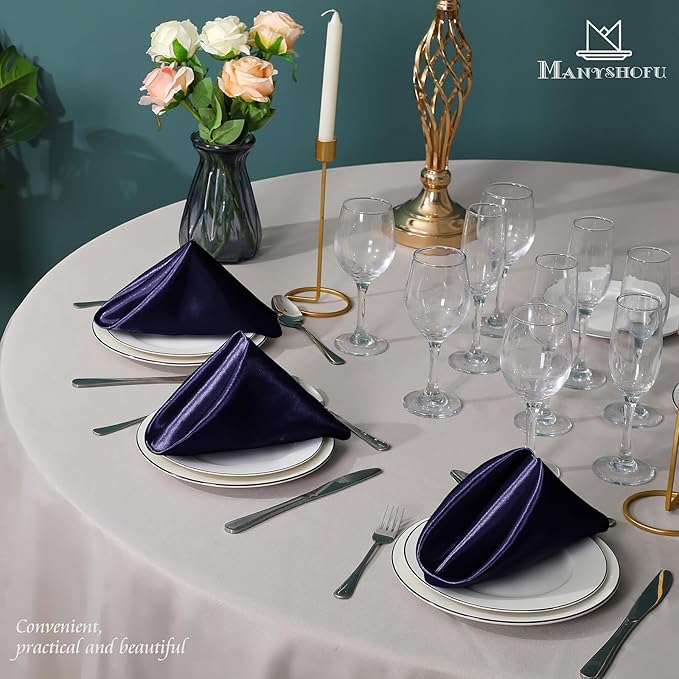 Manyshofu 60 Pieces Purple Satin Napkins - Image 7