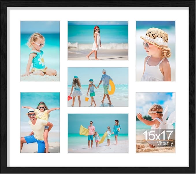 Vittanly 15x17 Collage Picture Frame, Displays 7Pcs 4x6 Pictures by Vittanly