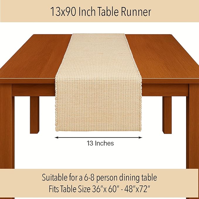 Chardin home Natural Jute Table Runner 13x90 Inch – Vintage Boho Rustic Table - Image 4