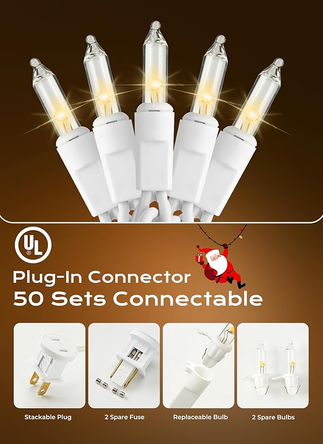Minetom LED Clear White Christmas String Lights, Christmas Decorations Indoor - Image 4