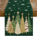 GEEORY Christmas Table Runner 13x120 Inch, Xmas Trees Snowflakes Holiday by GEEORY