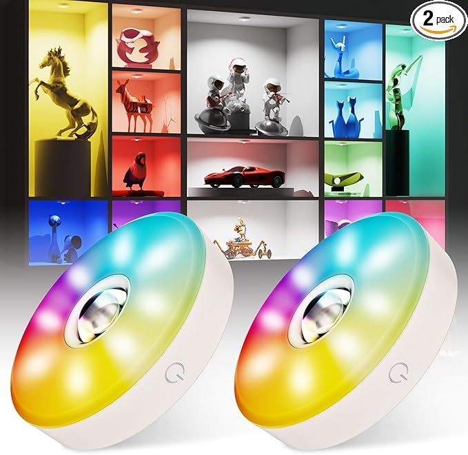 Rechargeable Puck Lights with Remote Control, 12 Color Changing Under Cabinet by MEKKLEON