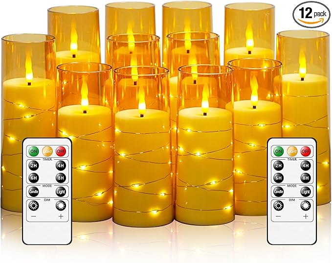 Flameless Candles with Embedded Star String by sasigeiaa