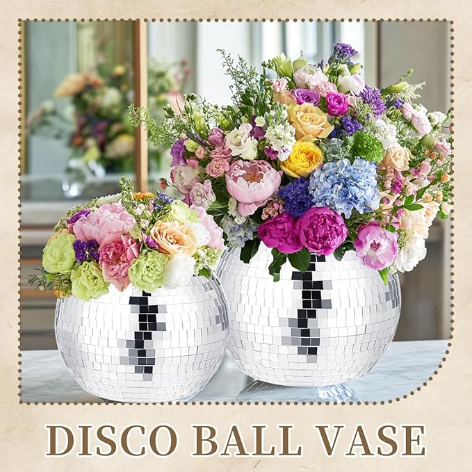4 Pcs Disco Ball Vases, Plastic Disco Ball Centerpieces 6" X 6.7" Disco Ball - Image 6